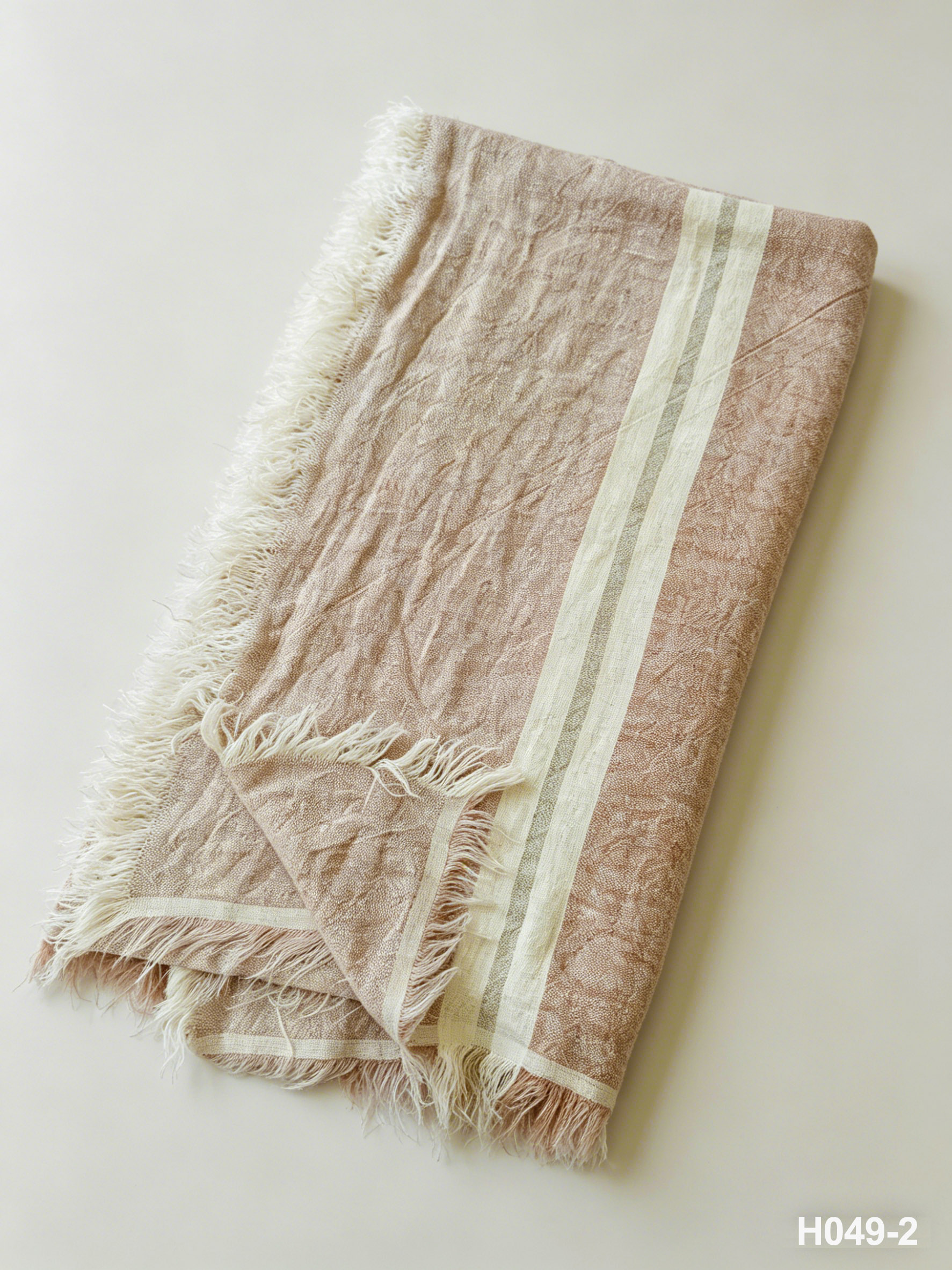 H049-2 Blush Shore Linen Throw | 380GSM Washed Coastal Throw for Sofa & Living Room
