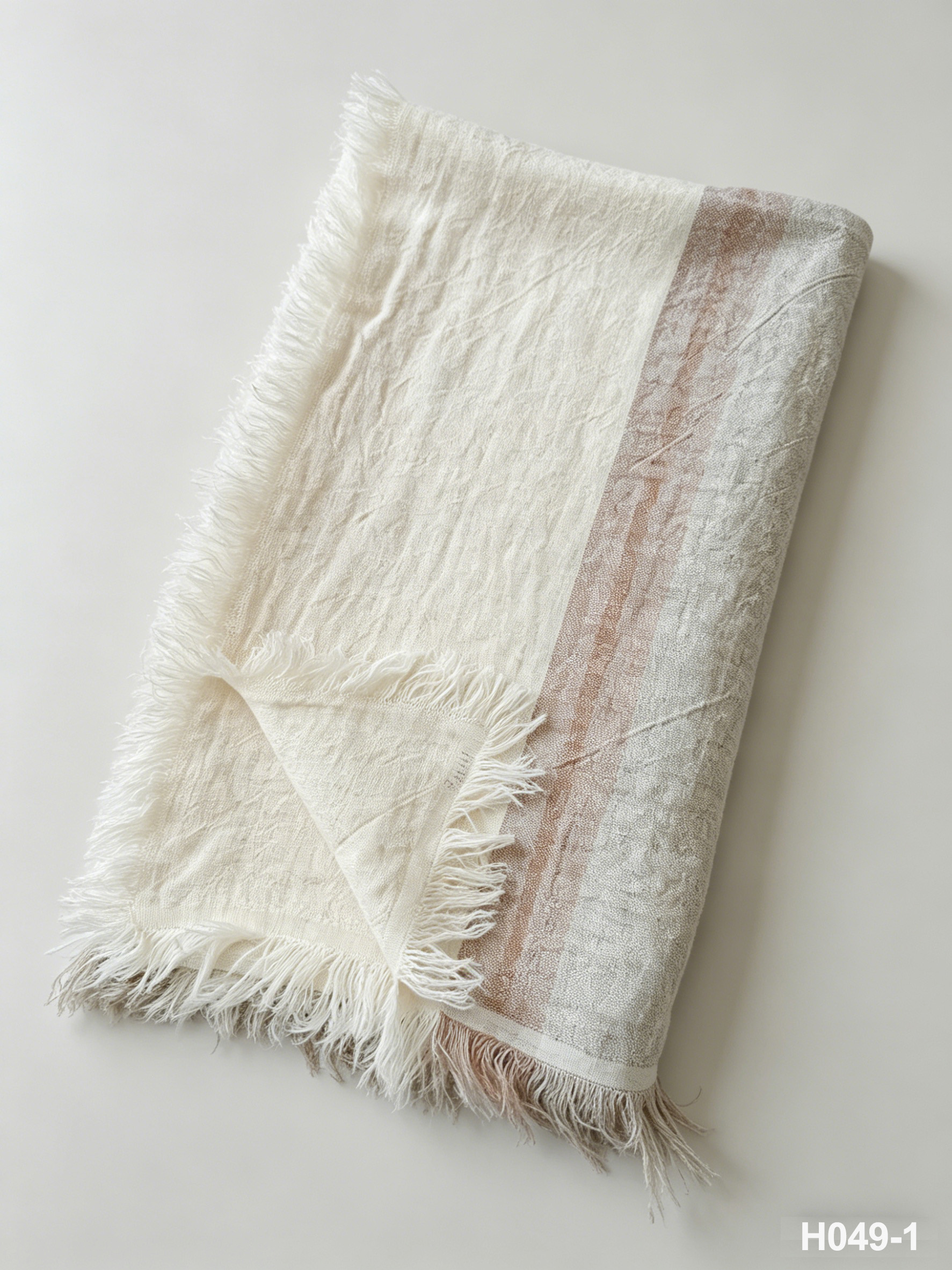 H049-1 Sand Drift Linen Throw | 380GSM Washed Coastal Throw for Sofa & Living Room