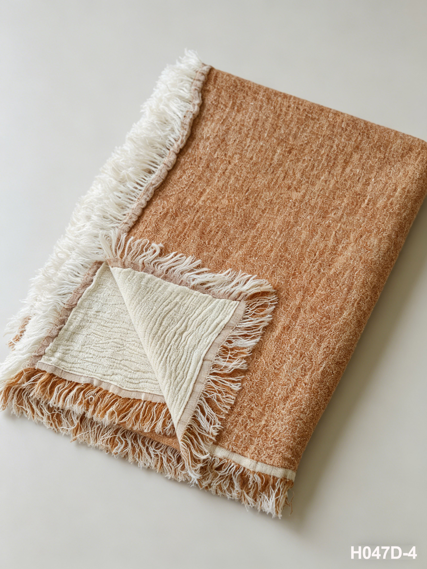 H047D-4 Terracotta Weave Throw | Washed Coastal Throw for Sofa & Living Room