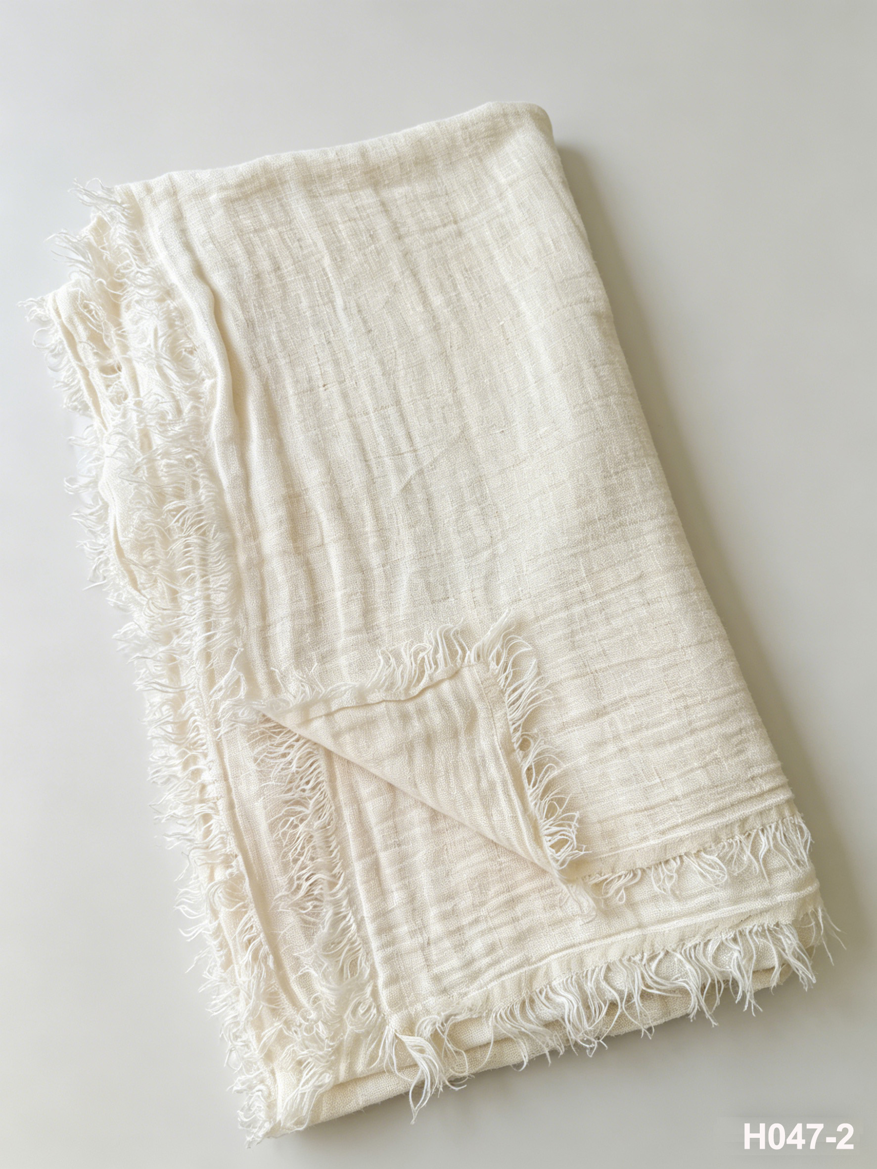 H047-2 Ivory Gauze Throw | Washed Coastal Throw for Sofa & Living Room