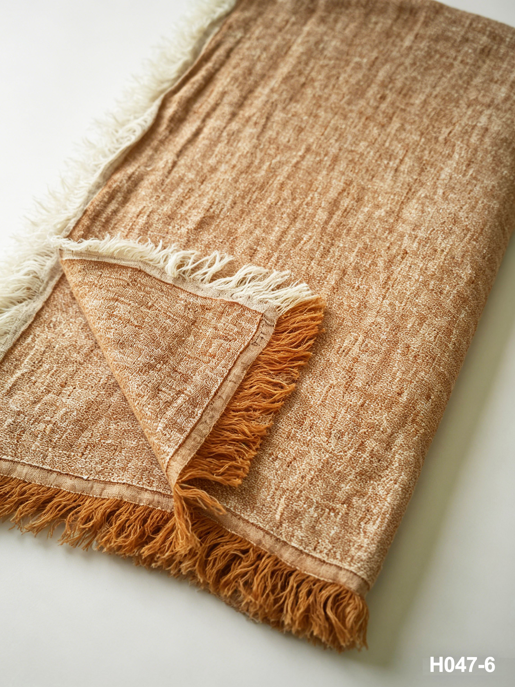 H047-6 Terracotta Gauze Throw | Washed Coastal Throw for Sofa & Living Room