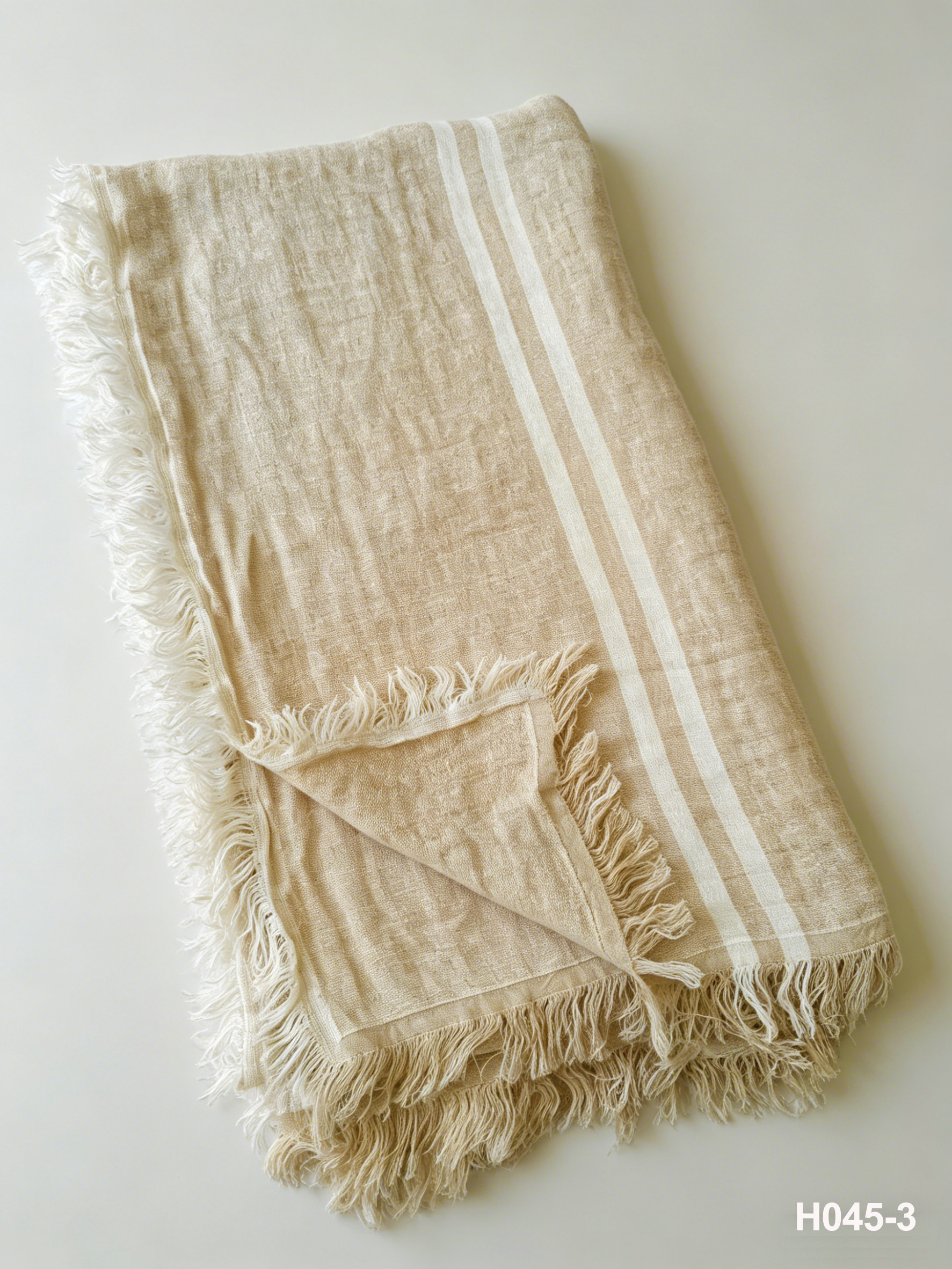 H045-3 Sand Stripe Gauze Throw | Washed Coastal Throw for Sofa & Living Room