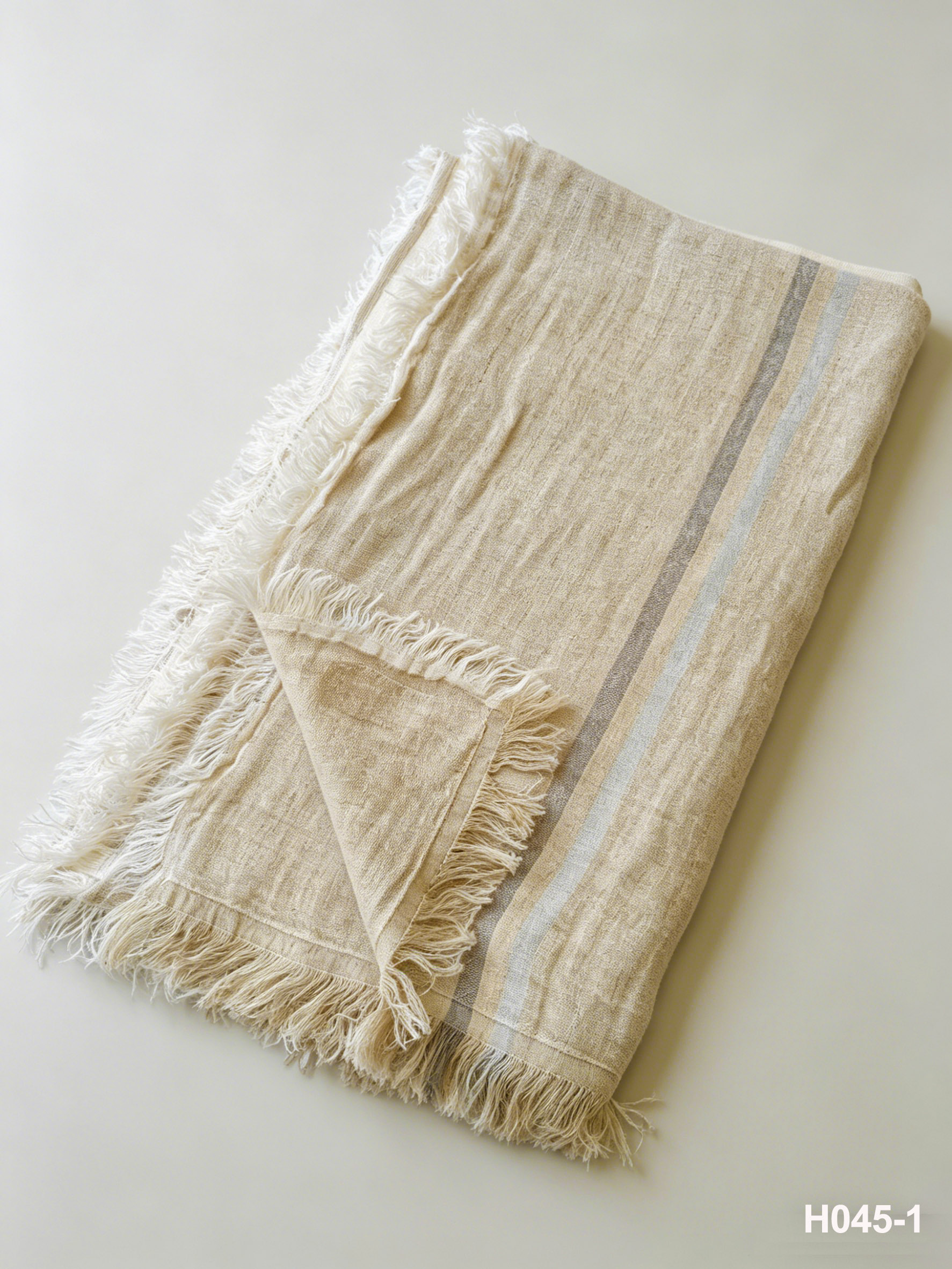 H045-1 Dune Horizon Gauze Throw | Washed Coastal Throw for Sofa & Living Room
