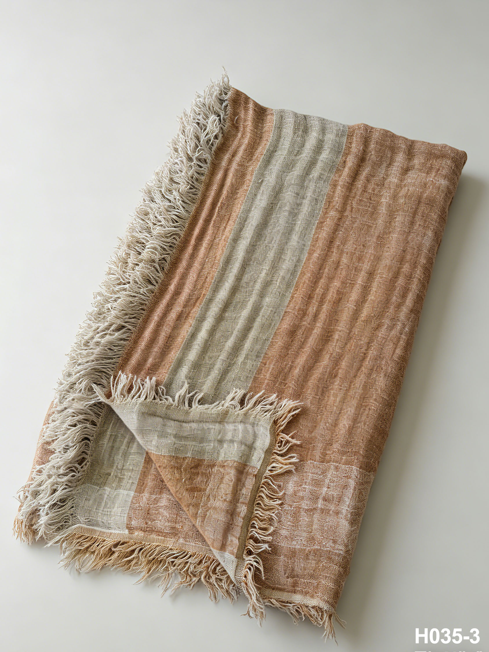 H035-3 Terracotta Shore Gauze Throw | Washed Coastal Throw for Sofa & Living Room