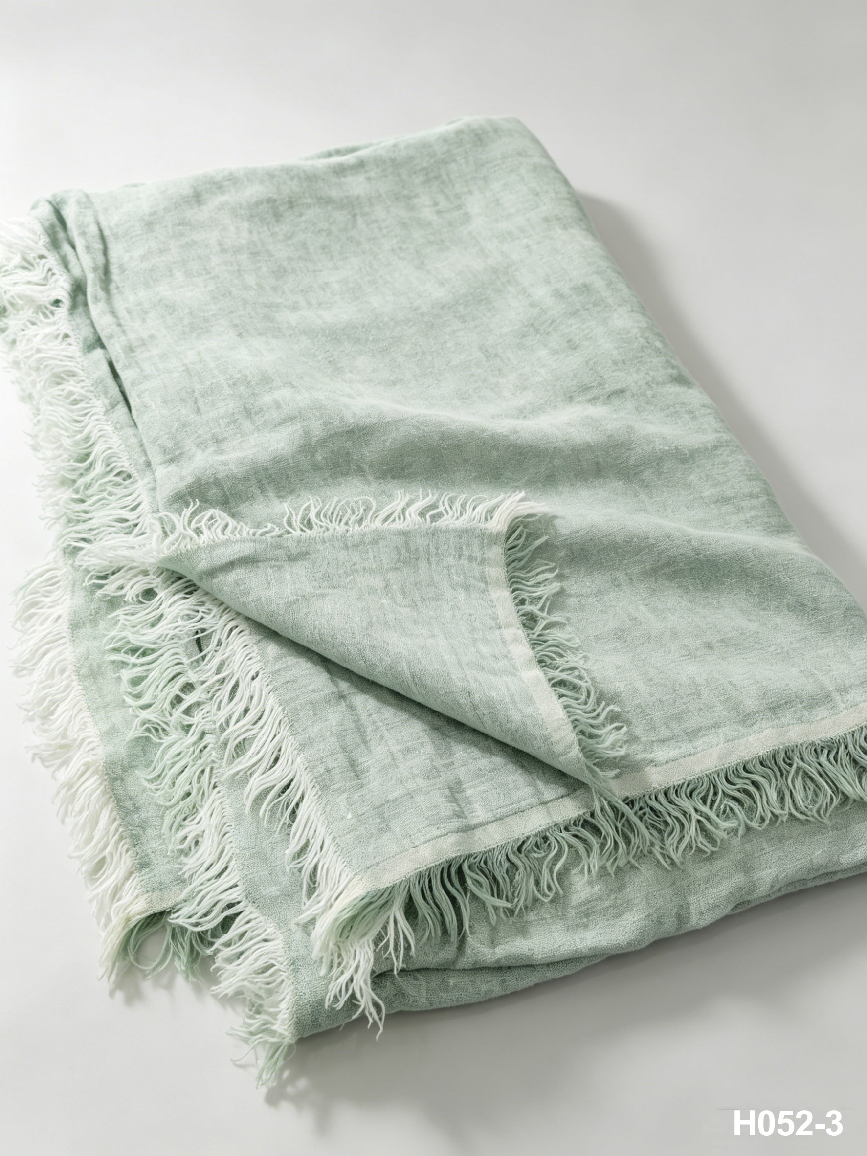 H052-3 Sage Linen Throw | 405GSM Double Layer Coastal Throw for Sofa & Living Room