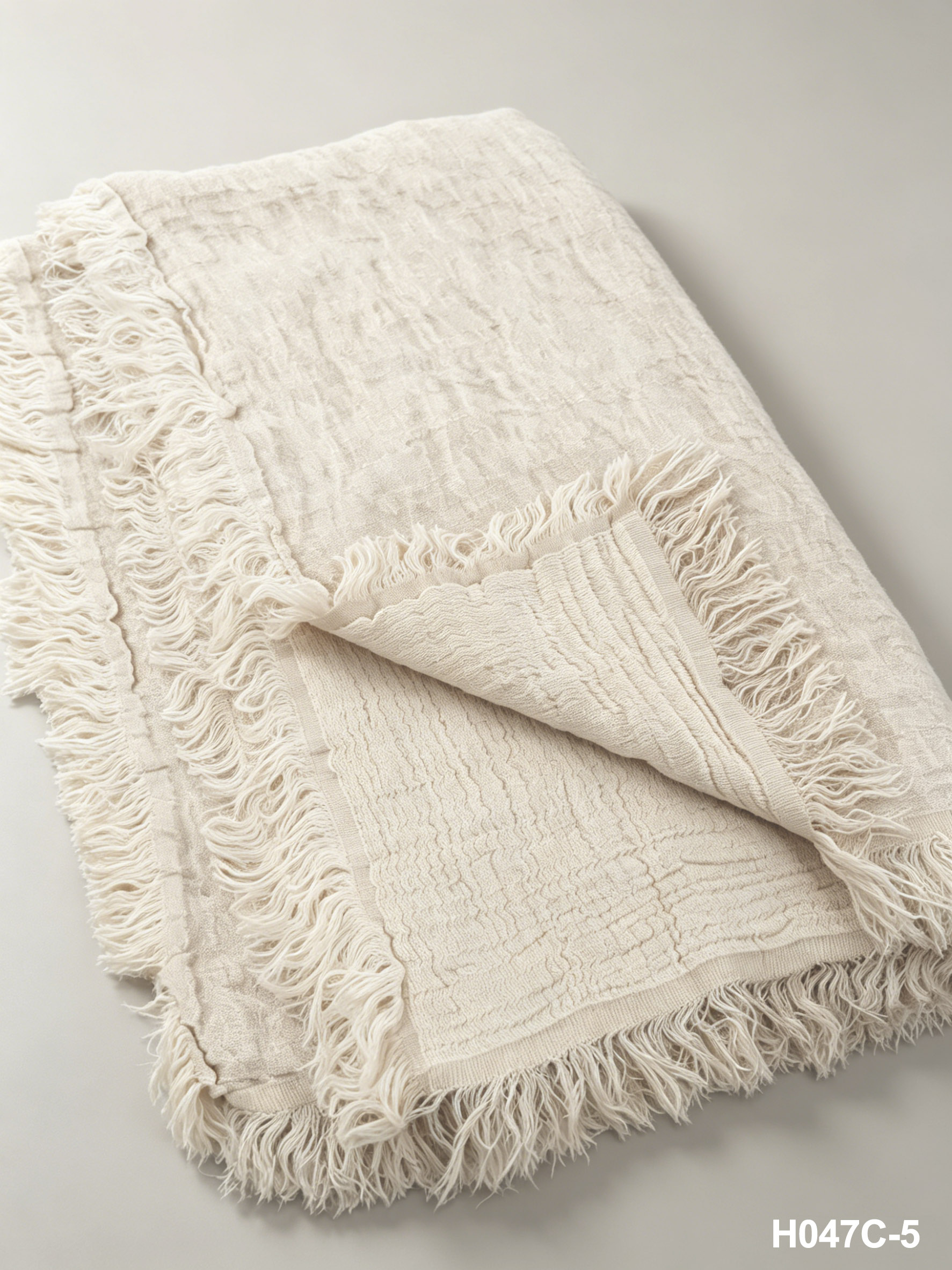 H047C-5 Soft Natural Linen Chenille Weave Throw | Washed Coastal Throw for Sofa & Living Room
